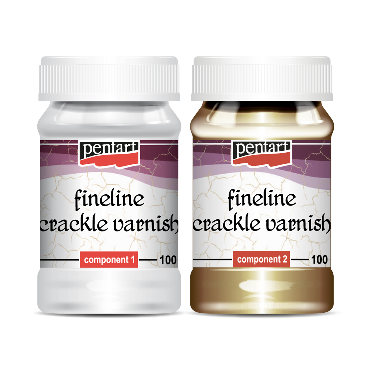 Pentart Fine Line Crackle Varnish, 2 Components 100 ml set