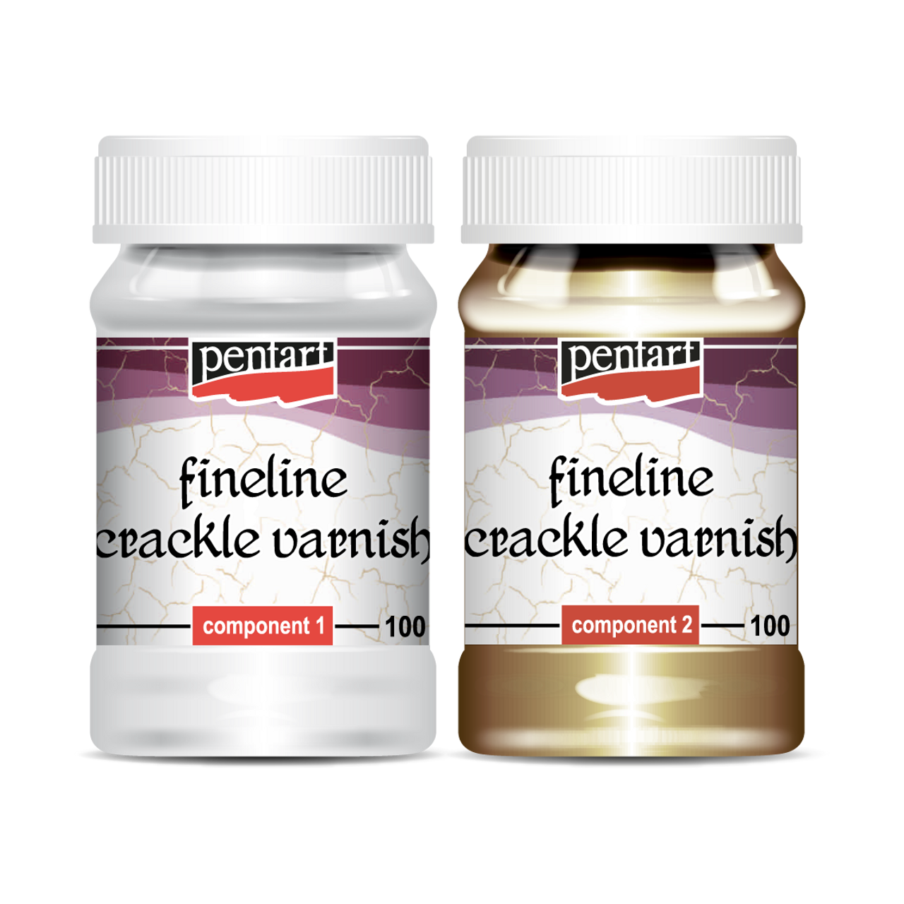 Pentart Fine Line Crackle Varnish, 2 Components 100 ml set