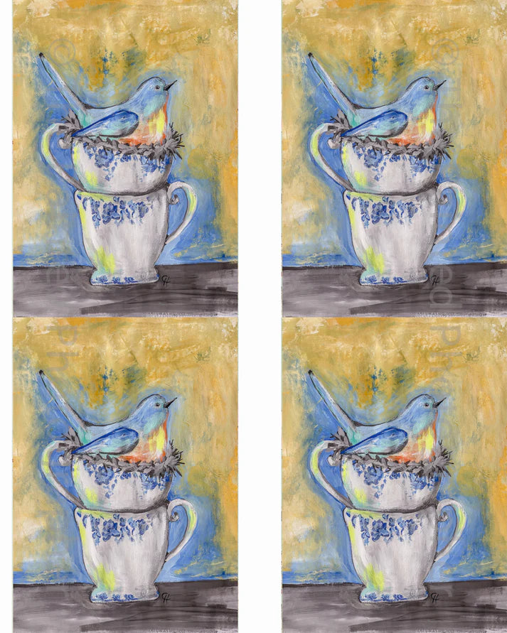 3x5 Bluebird Nesting - Decoupage Rice Paper