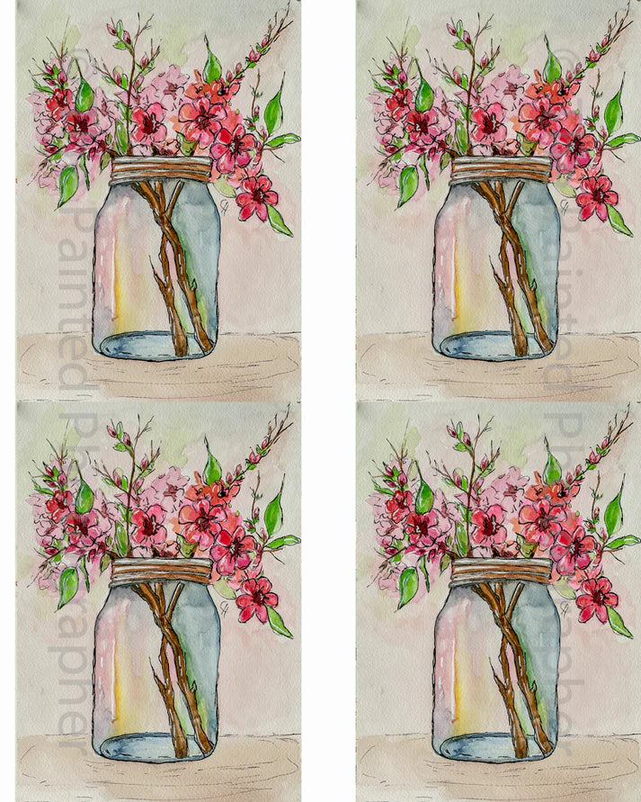 3x5 Watercolor Floral- Decoupage Rice Paper