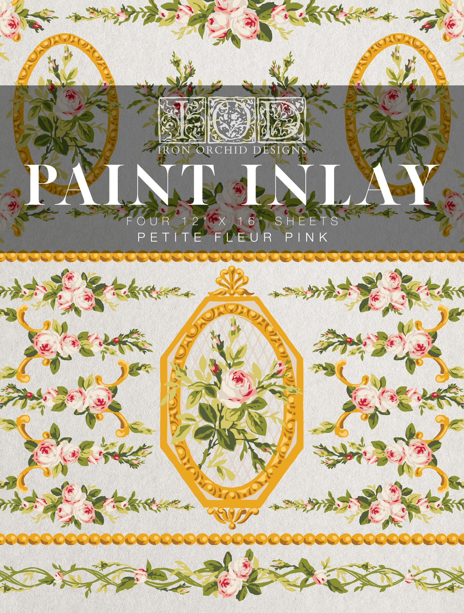Petite Fleur Pink IOD Paint Inlay