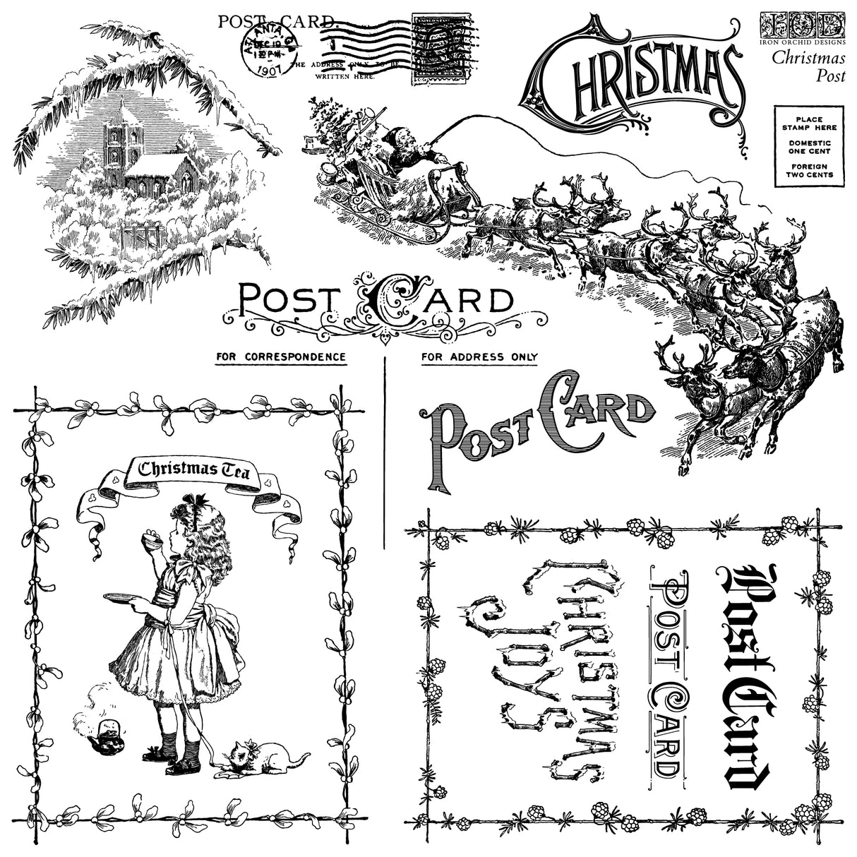 Christmas Post IOD Decor Stamp