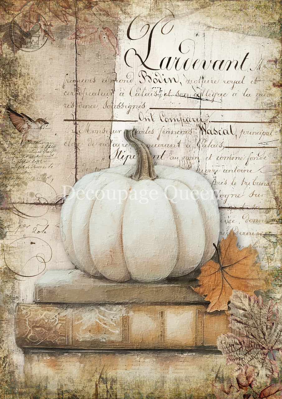 Decoupage Queen Cottage Pumpkin Rice Paper