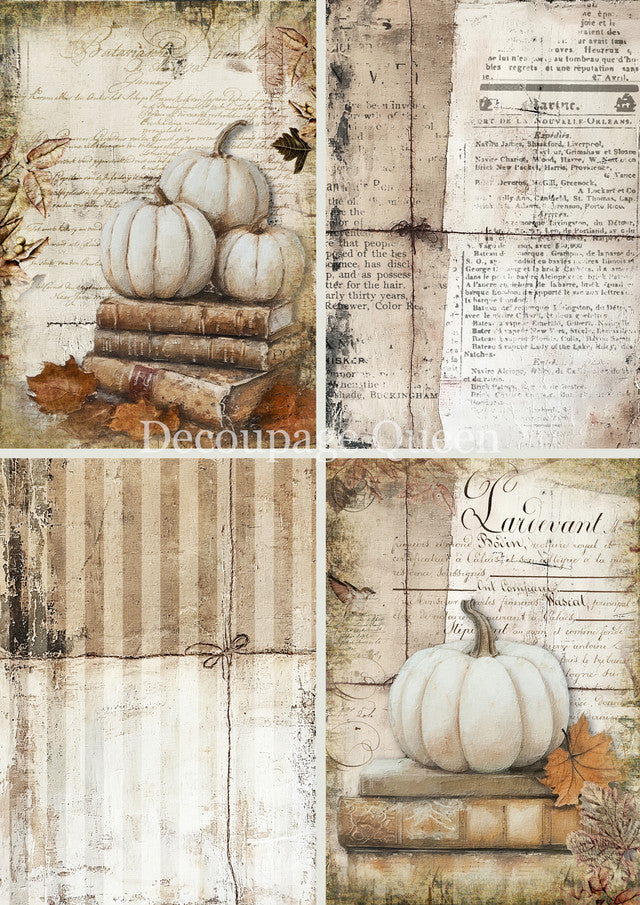 Decoupage Queen Cottage Pumpkins Four Pack Rice Paper