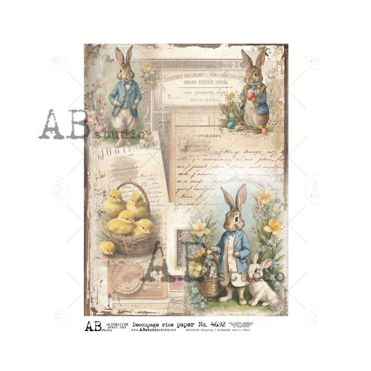 AB Studios Easter Ephemera A4 Rice Paper