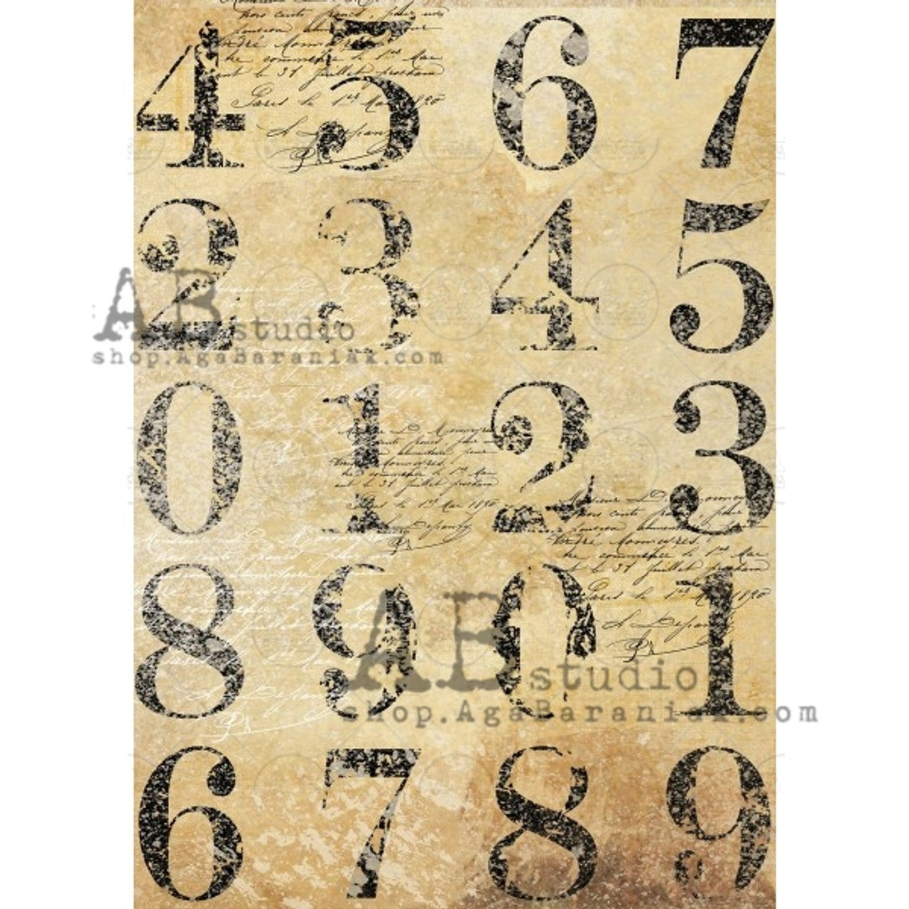 AB Studios Block Numbers A4 Rice Paper