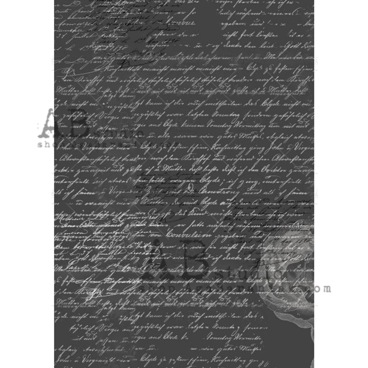 AB Studios Black and White Script A4 Rice Paper