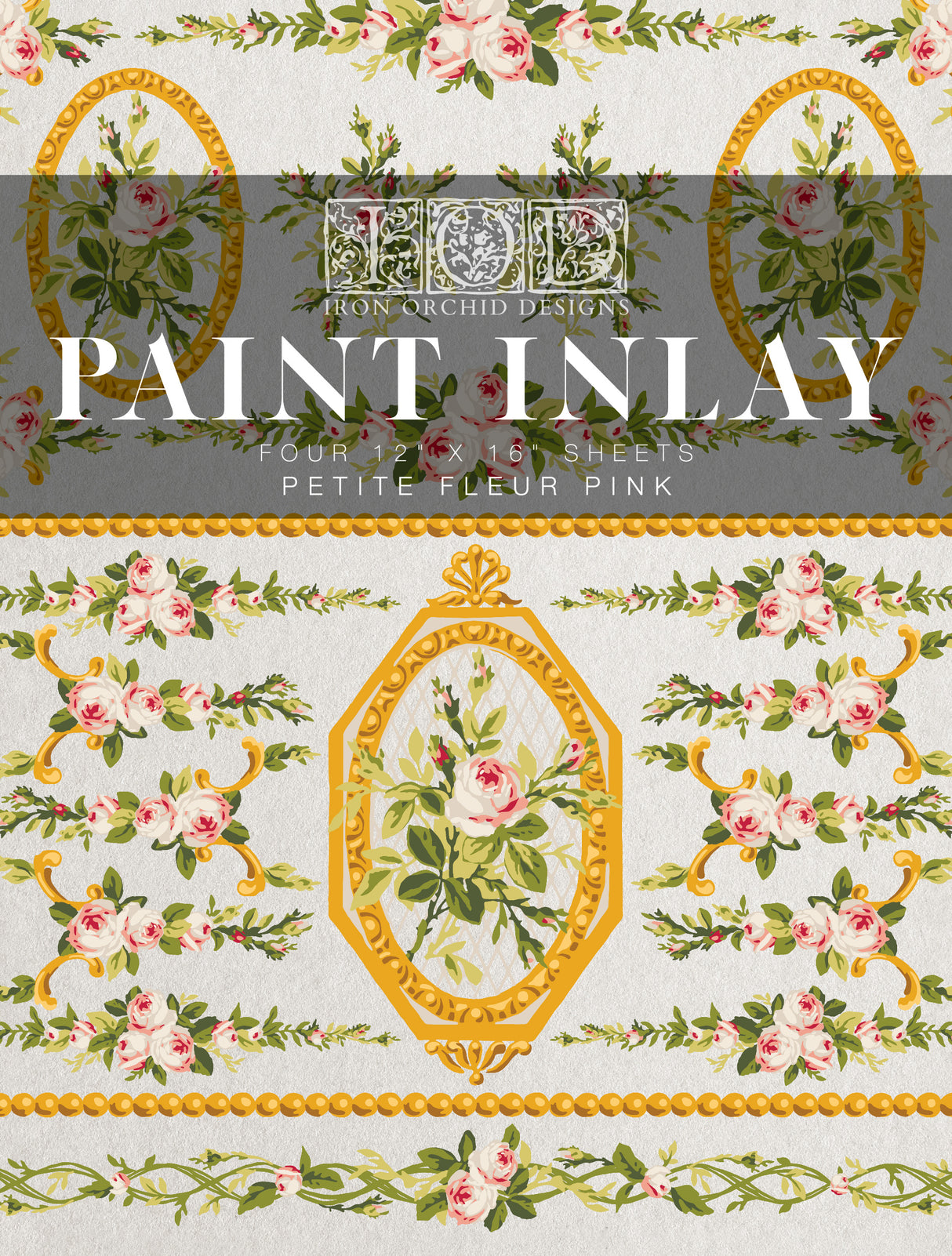 Petite Fleur Pink IOD Paint Inlay