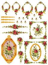 Petite Fleur Red IOD Paint Inlay