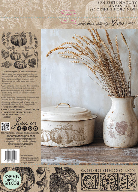 Autumn Blessings IOD Decor Stamp