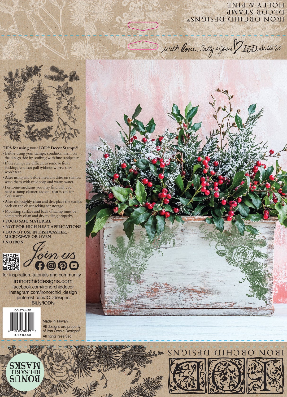 Holly & Pine IOD Decor Stamp