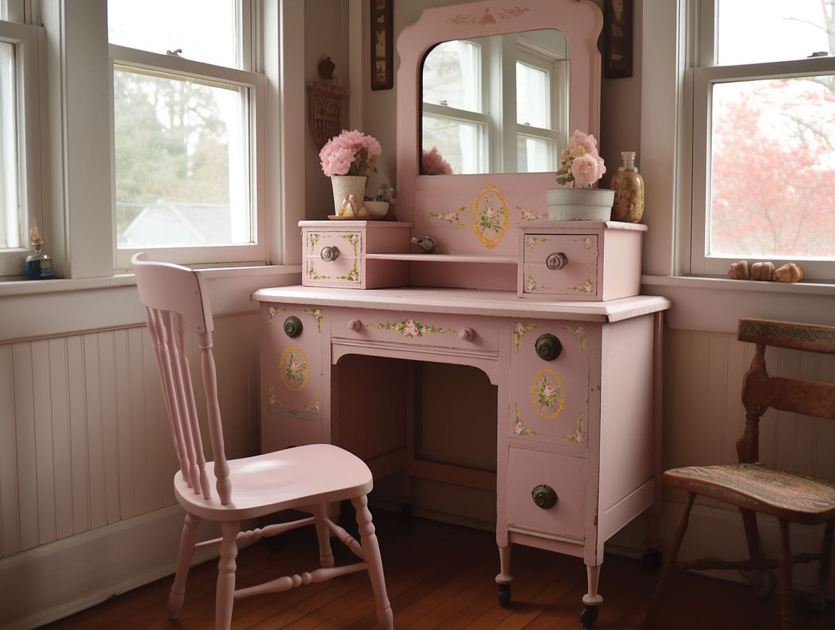 Petite Fleur Pink IOD Paint Inlay