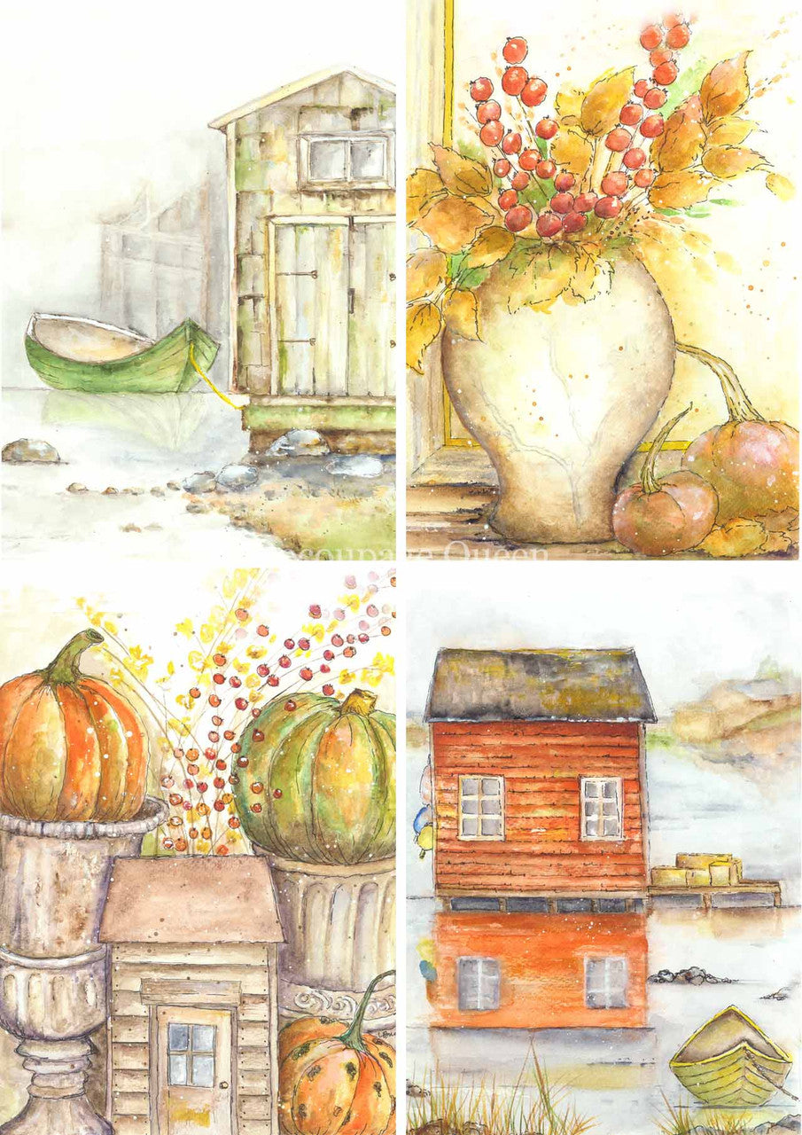 Decoupage Queen Rice Paper - Ellen J Goods - Fall 4 Pack