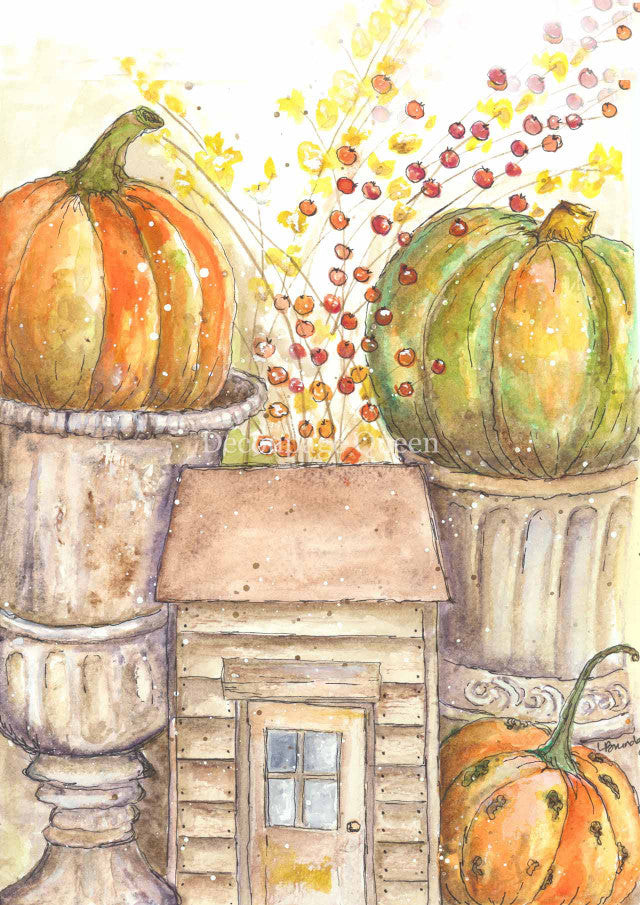 Decoupage Queen Rice Paper - Ellen J Goods - Cottage Pumpkins