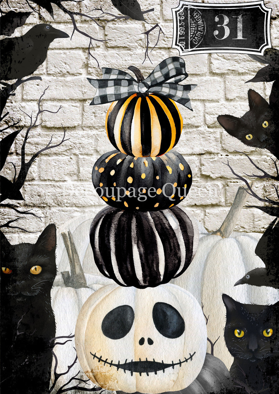 Decoupage Queen Tall Pumpkins Rice Paper