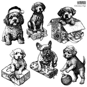 Christmas Puppies IOD Decor Stamp