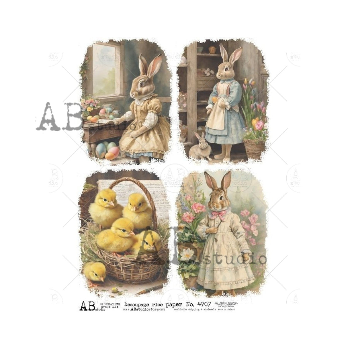 Easter Ladies in Dresses Four Pack A4 Rice Paper